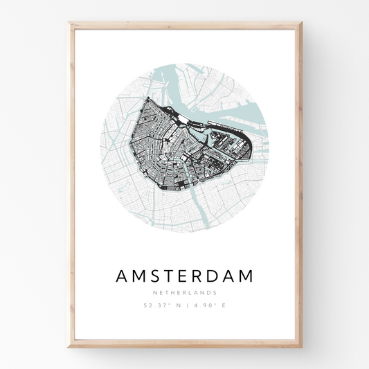 Póster del mapa de Ámsterdam