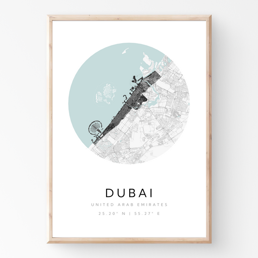 Póster del mapa de Dubái