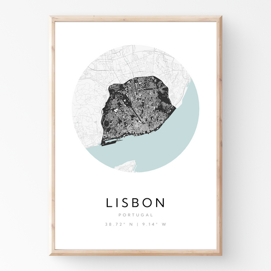 Póster del mapa de Lisboa