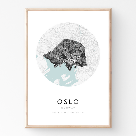 Póster del mapa de Oslo