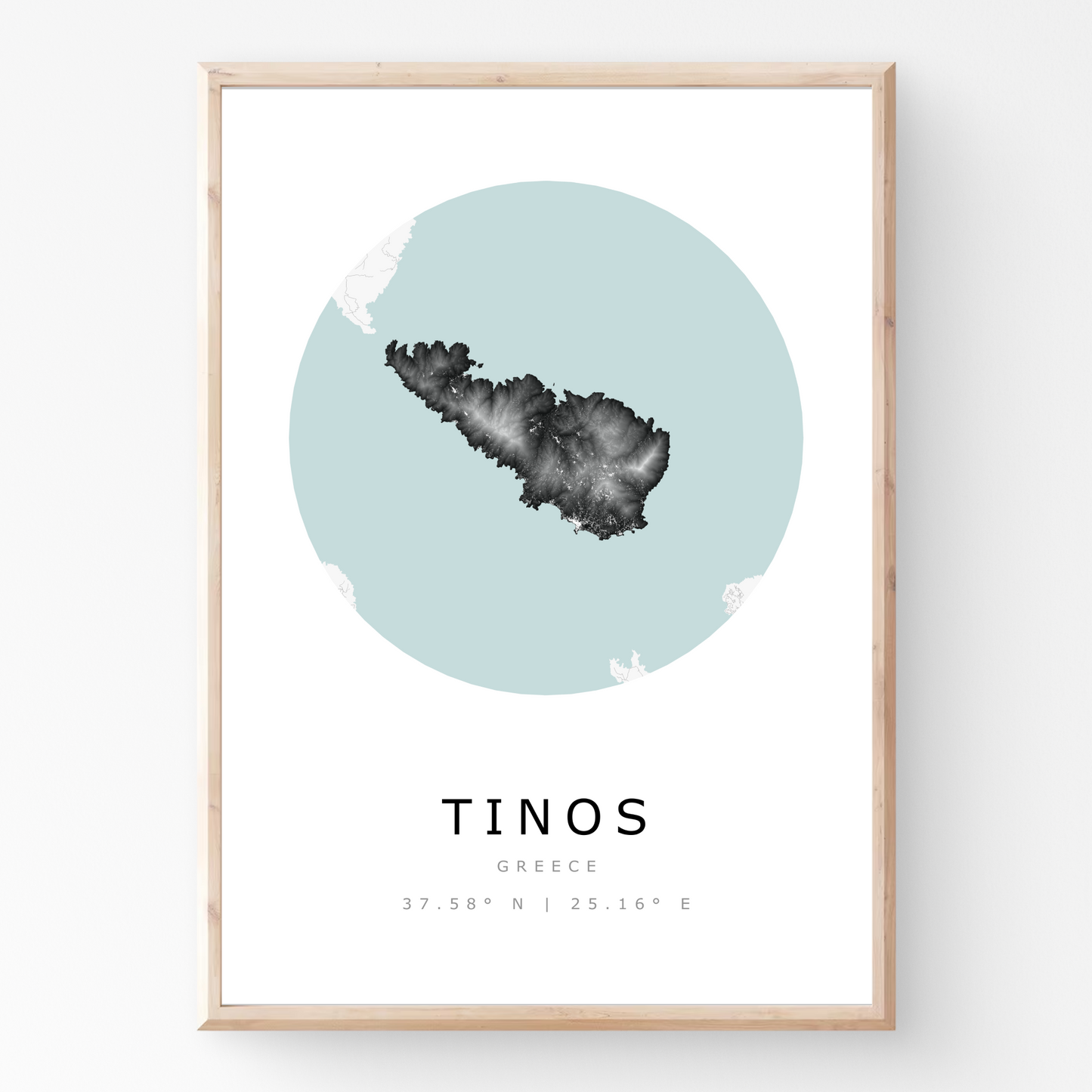 Tinos Map Island Poster